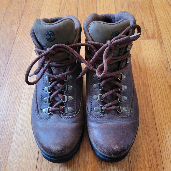 Timberland 9 Brown Leather EURO Hiking Work‎ Boots Waterproof - Picture 7 of 8